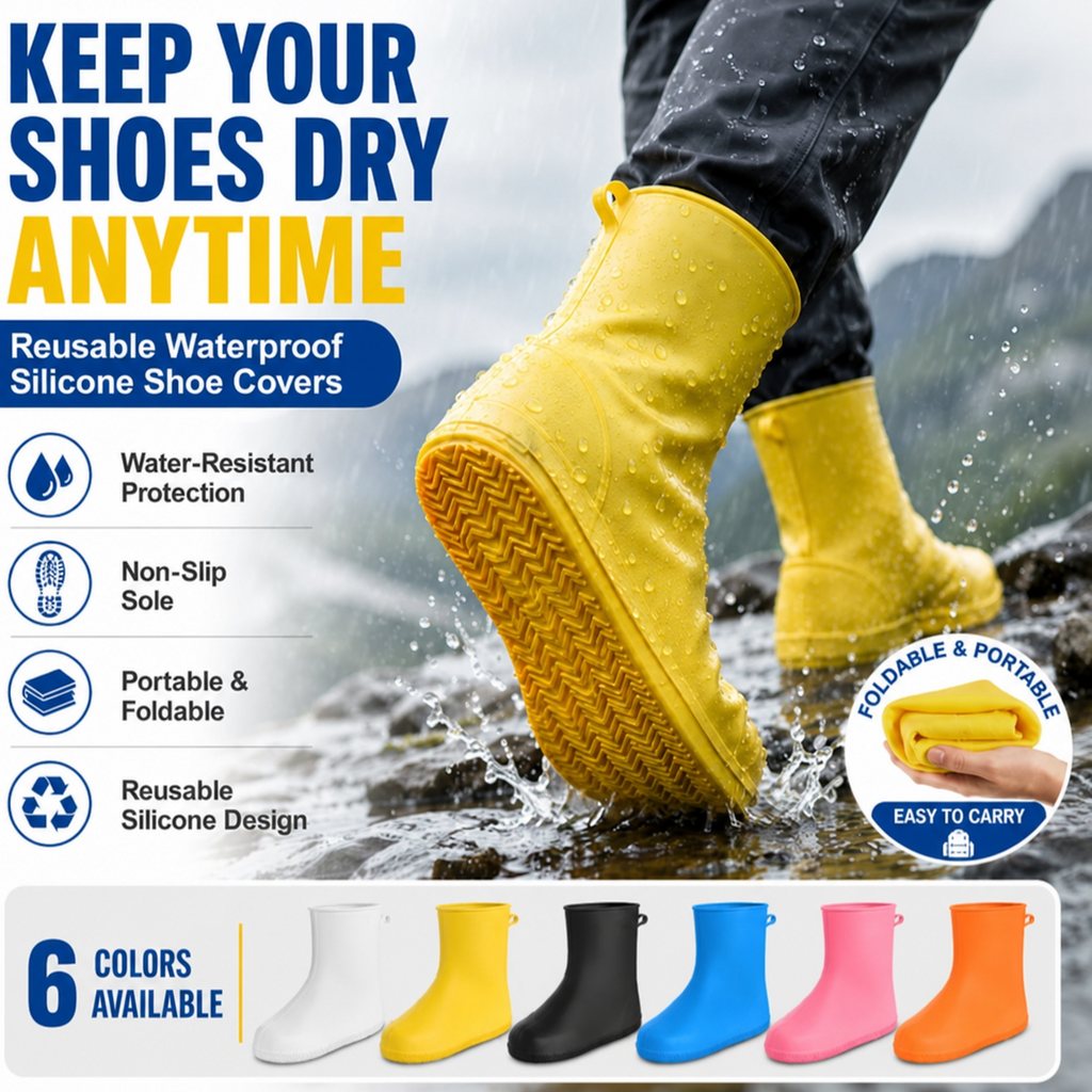 Koniec z mokrymi butami! Solidne buty przeciwdeszczowe — antypoślizgowe i składane, które zmieszczą się w Twojej torbie 🌧️