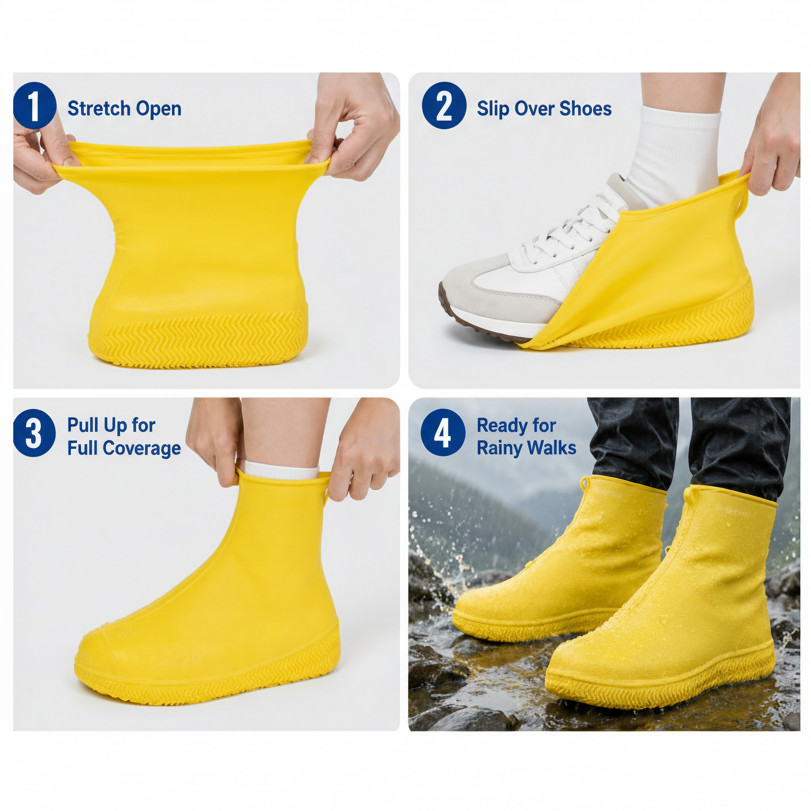 Koniec z mokrymi butami! Solidne buty przeciwdeszczowe — antypoślizgowe i składane, które zmieszczą się w Twojej torbie 🌧️