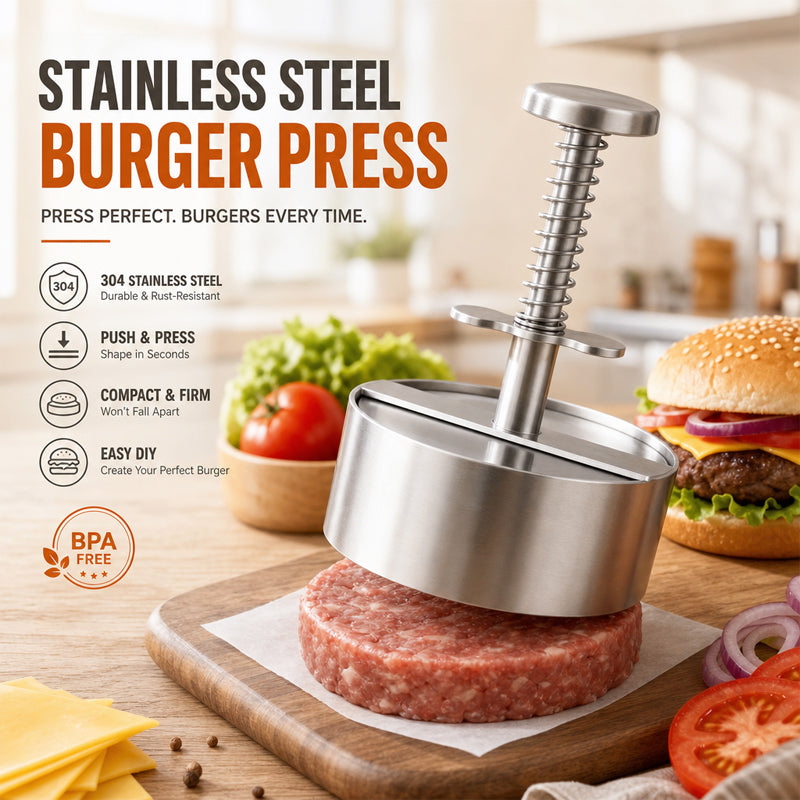 🍔 Forma do hamburgerów ze stali nierdzewnej | Z jej pomocą z łatwością przygotujesz idealnie równe kotlety hamburgerowe