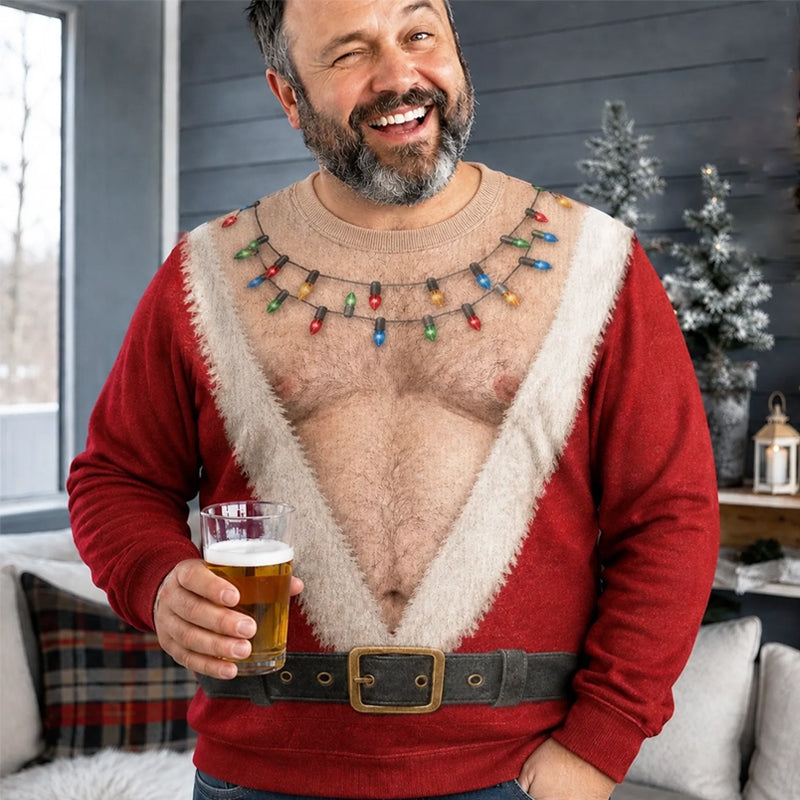 🎅Zabawna świąteczna koszulka z długim rękawem z motywem Świętego Mikołaja | Niezwykła świąteczna bluzka na imprezę