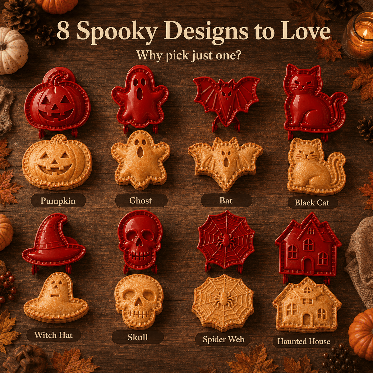 🎃 Zestaw składający się z 8 sztuk mini foremek do ciasta na Halloween