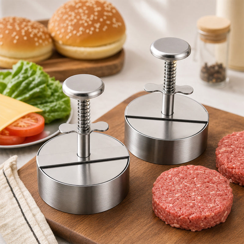 🍔 Forma do hamburgerów ze stali nierdzewnej | Z jej pomocą z łatwością przygotujesz idealnie równe kotlety hamburgerowe