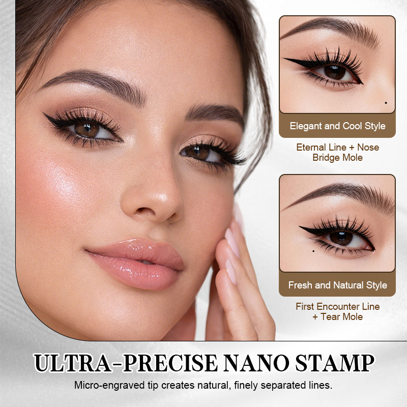 Przenośny zestaw do makijażu oczu 3 w 1: stempel do dolnej linii rzęs + aplikator do pieprzyków + eyeliner