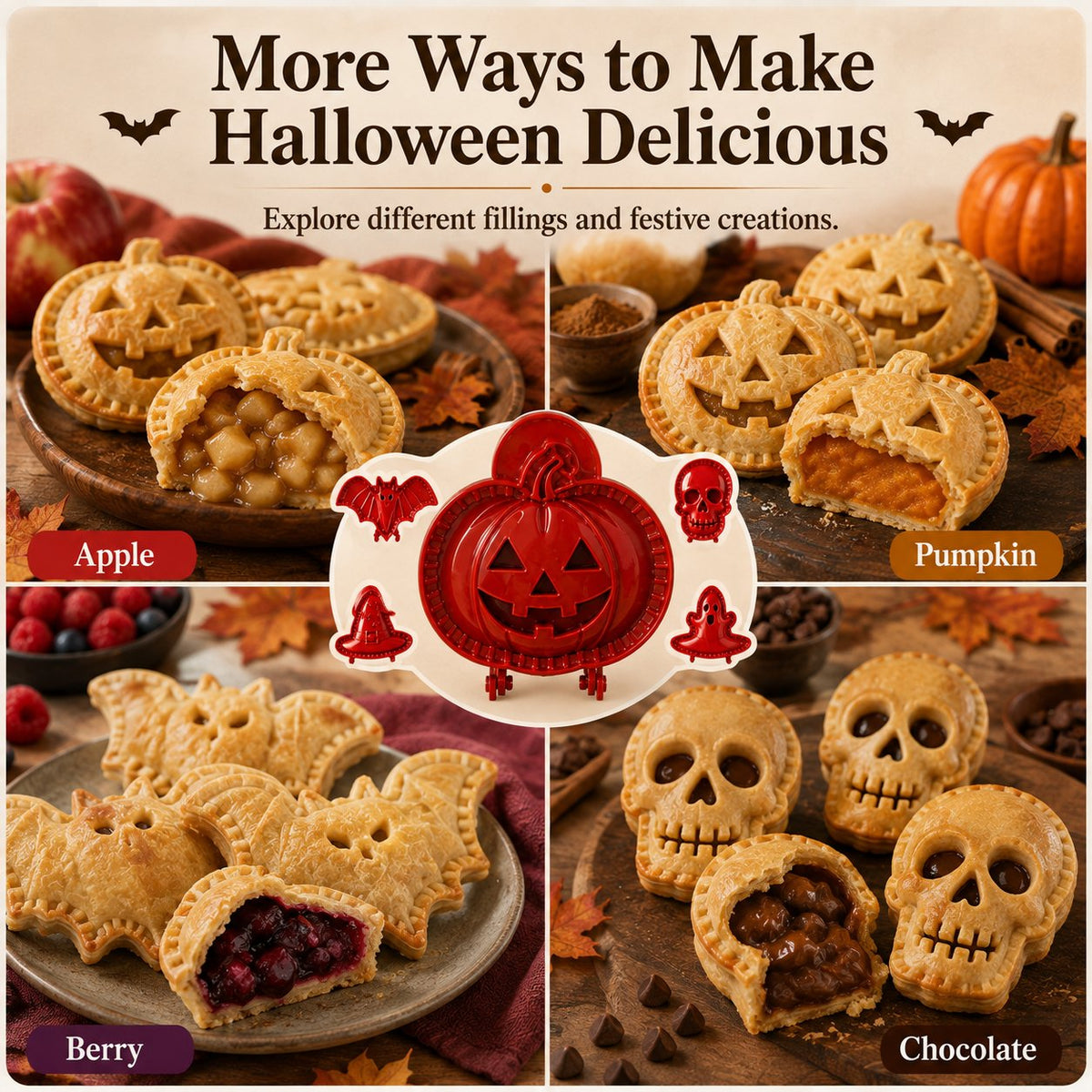 🎃 Zestaw składający się z 8 sztuk mini foremek do ciasta na Halloween