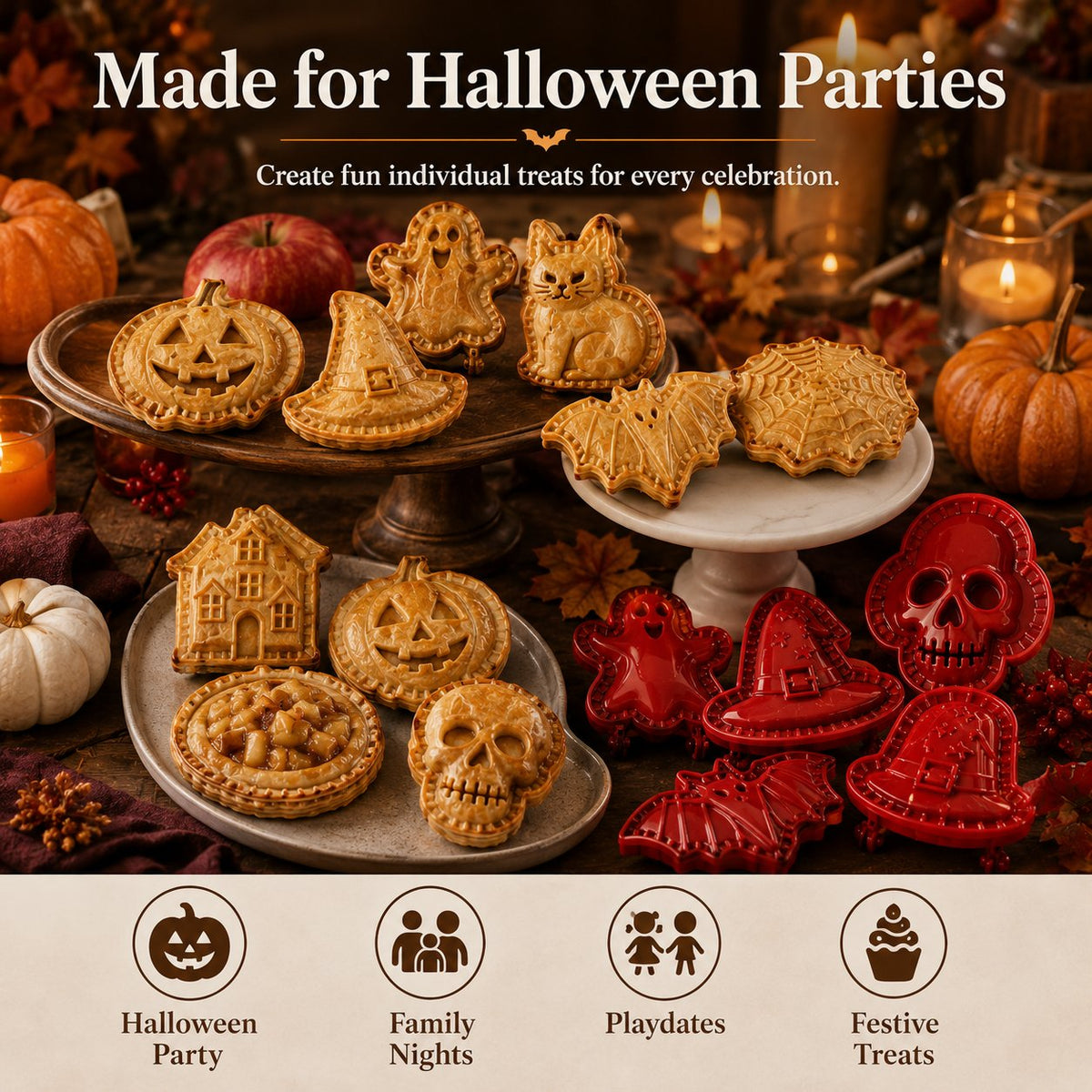 🎃 Zestaw składający się z 8 sztuk mini foremek do ciasta na Halloween