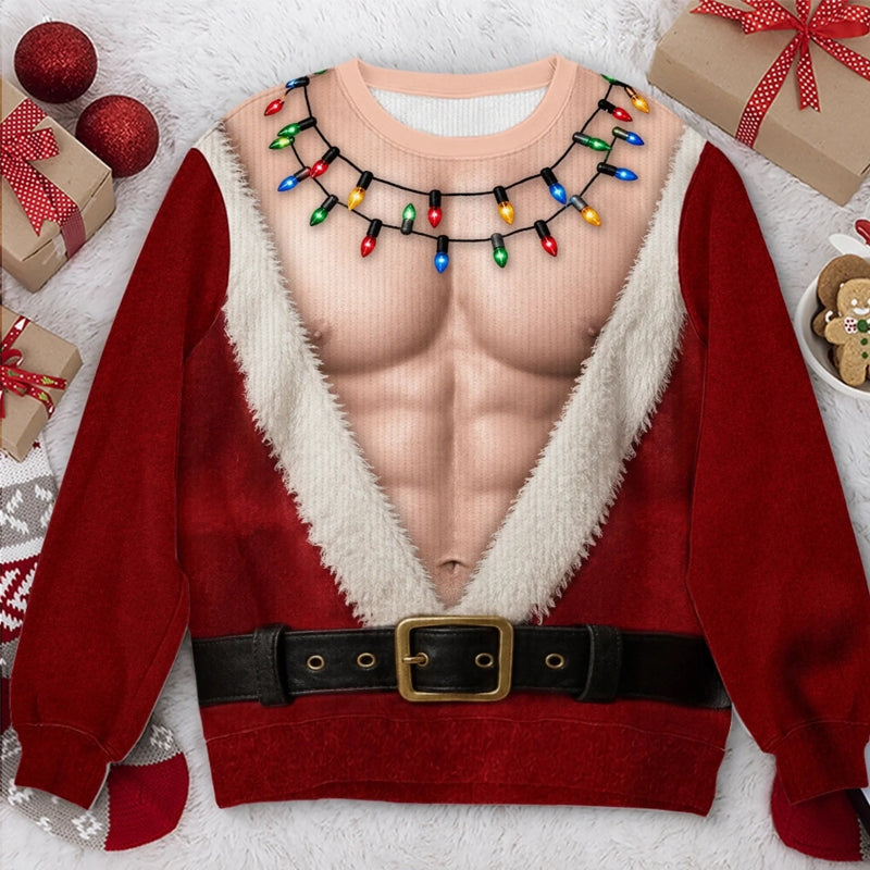 🎅Zabawna świąteczna koszulka z długim rękawem z motywem Świętego Mikołaja | Niezwykła świąteczna bluzka na imprezę