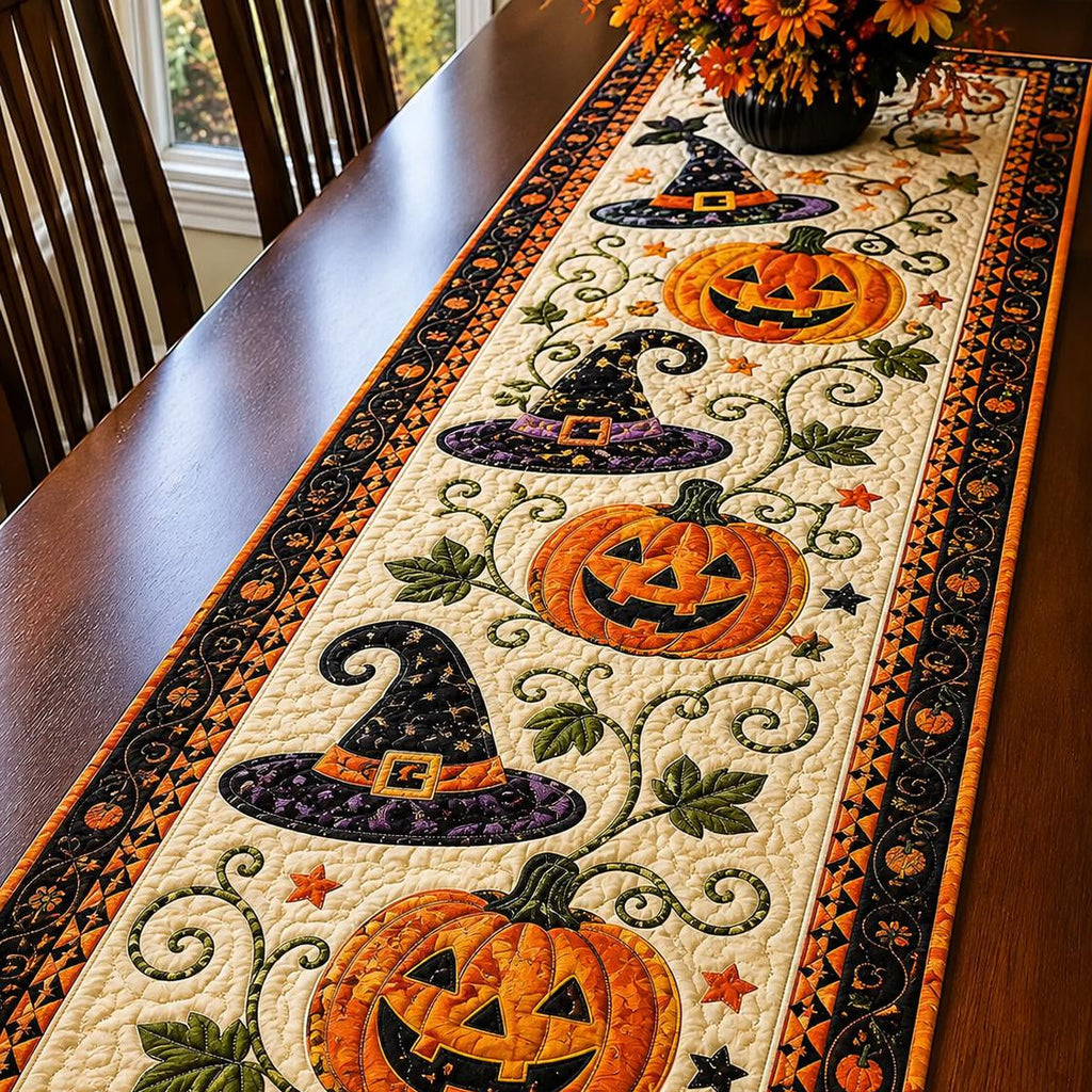 🎃 Pikowana serweta z motywami halloweenowymi – nastrojowa jesienna dekoracja gotowa w mgnieniu oka