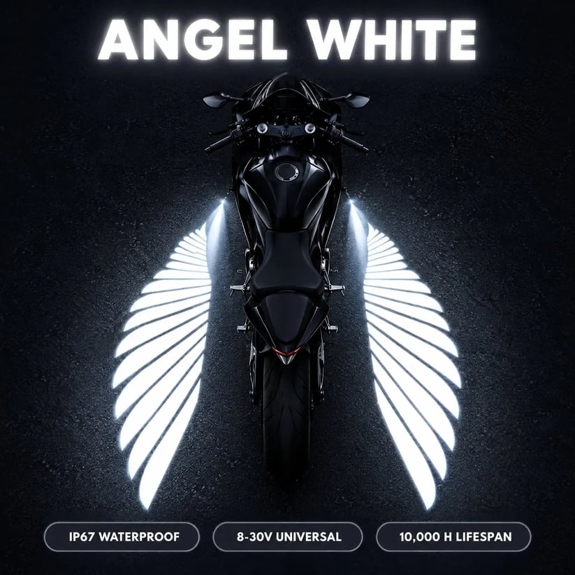 🏍️ Lampy projektorowe LED w kształcie anielskich skrzydeł do motocykli