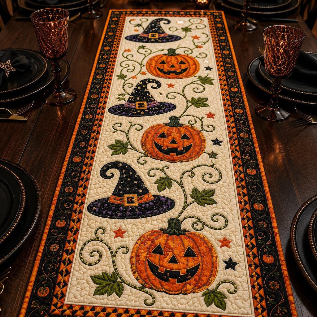 🎃 Pikowana serweta z motywami halloweenowymi – nastrojowa jesienna dekoracja gotowa w mgnieniu oka