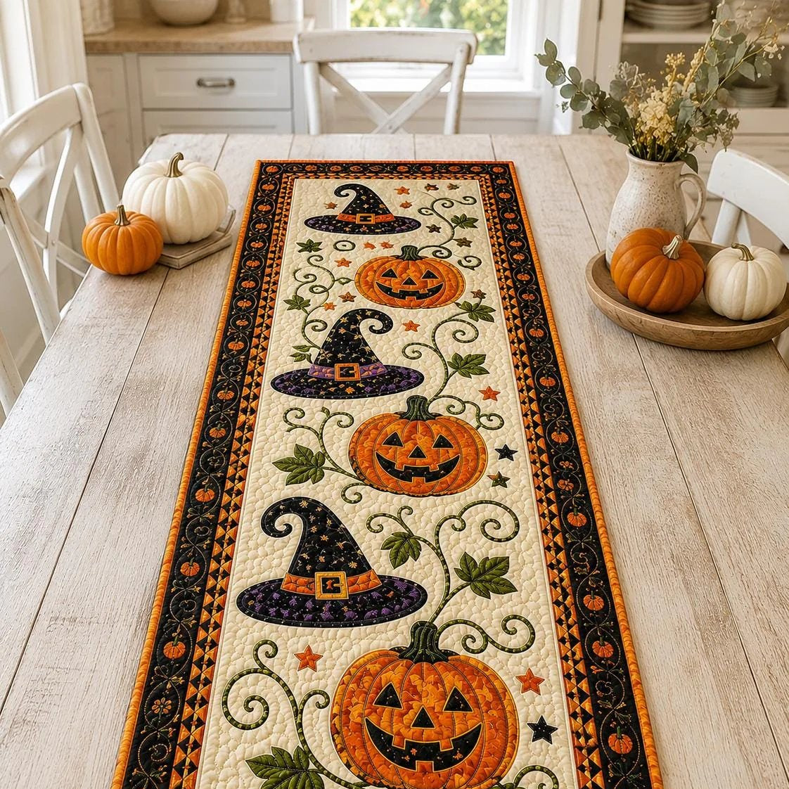 🎃 Pikowana serweta z motywami halloweenowymi – nastrojowa jesienna dekoracja gotowa w mgnieniu oka
