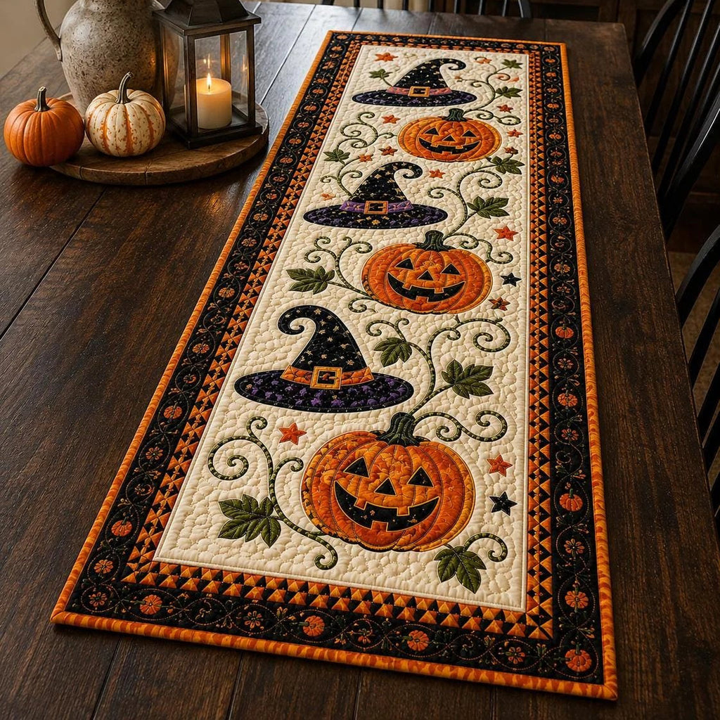 🎃 Pikowana serweta z motywami halloweenowymi – nastrojowa jesienna dekoracja gotowa w mgnieniu oka