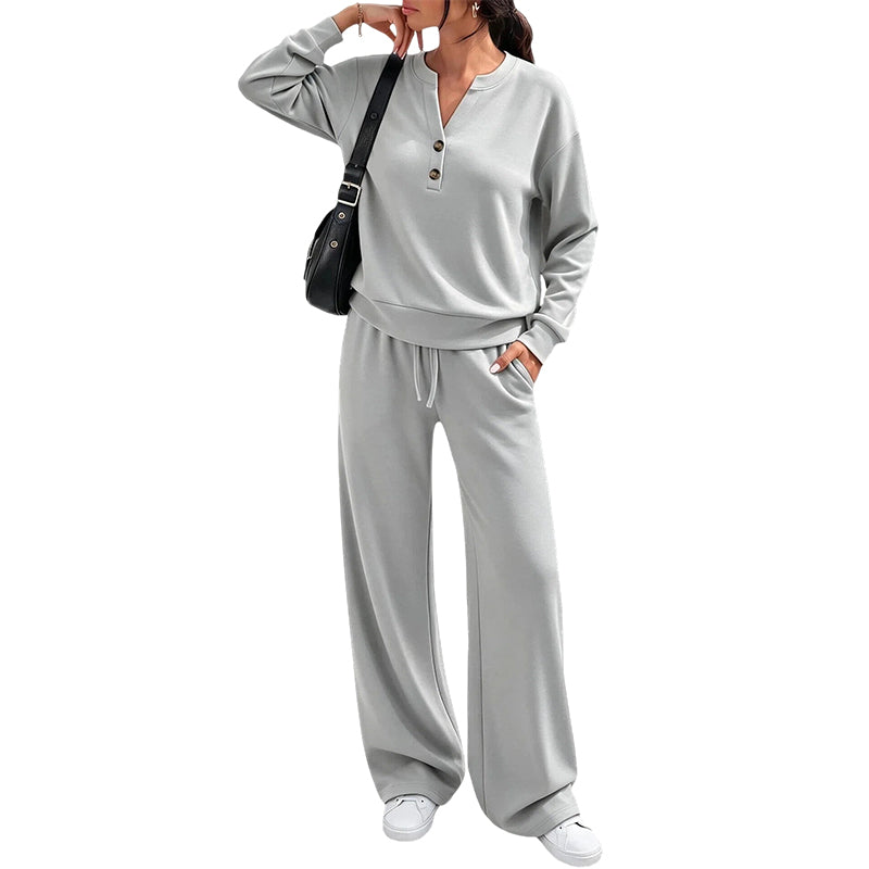 【S–2XL】💖 Dwuczęściowy zestaw damski składający się z lekkiej bluzki i spodni z szerokimi nogawkami