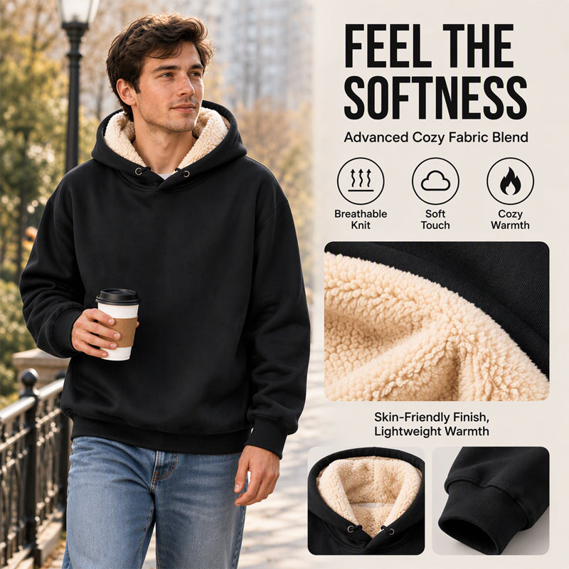 【M-5XL】🔥 Męski sweter z kapturem, o grubszym splocie, z podszewką z sherpy