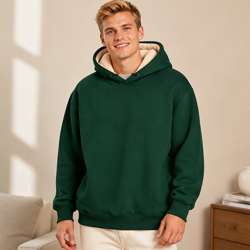 【M-5XL】🔥 Męski sweter z kapturem, o grubszym splocie, z podszewką z sherpy