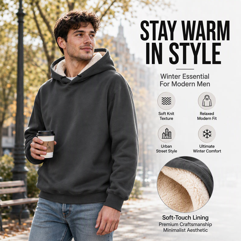 【M-5XL】🔥 Męski sweter z kapturem, o grubszym splocie, z podszewką z sherpy